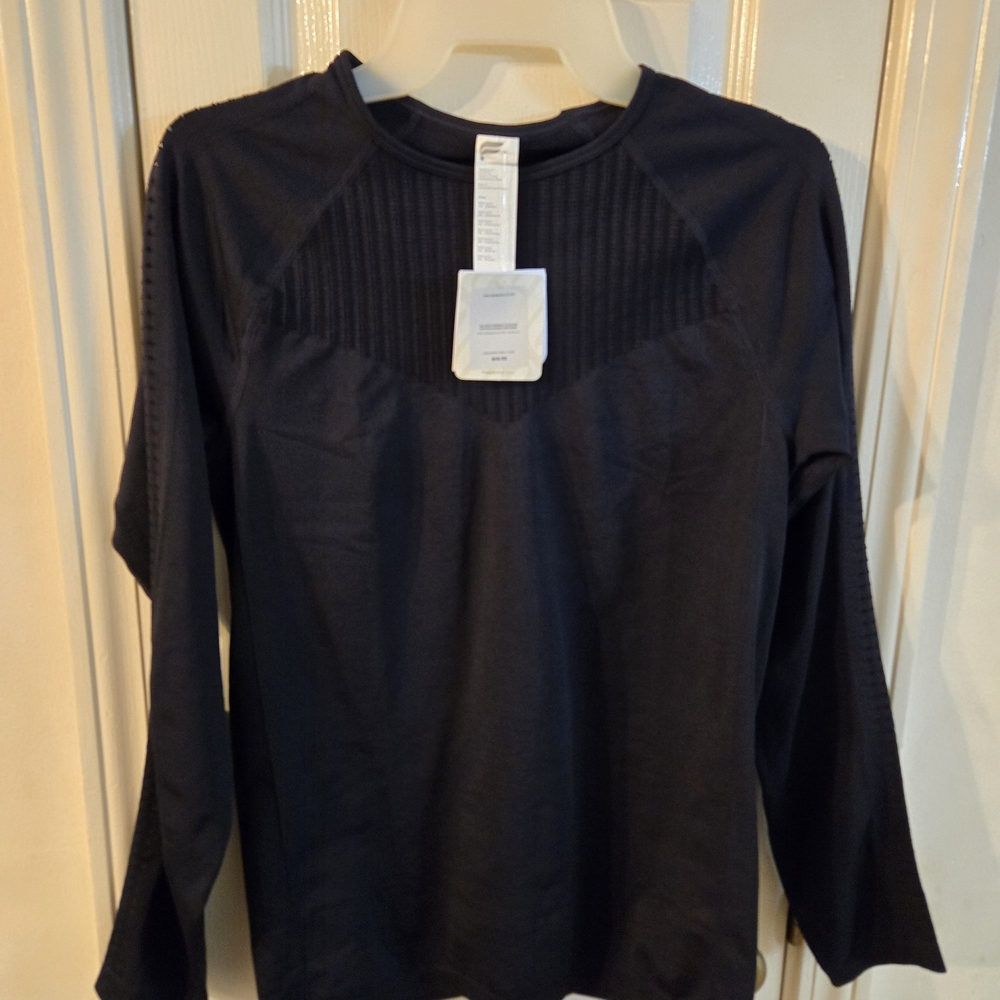 Seam Detail Long Sleeve Top in Dark Navy